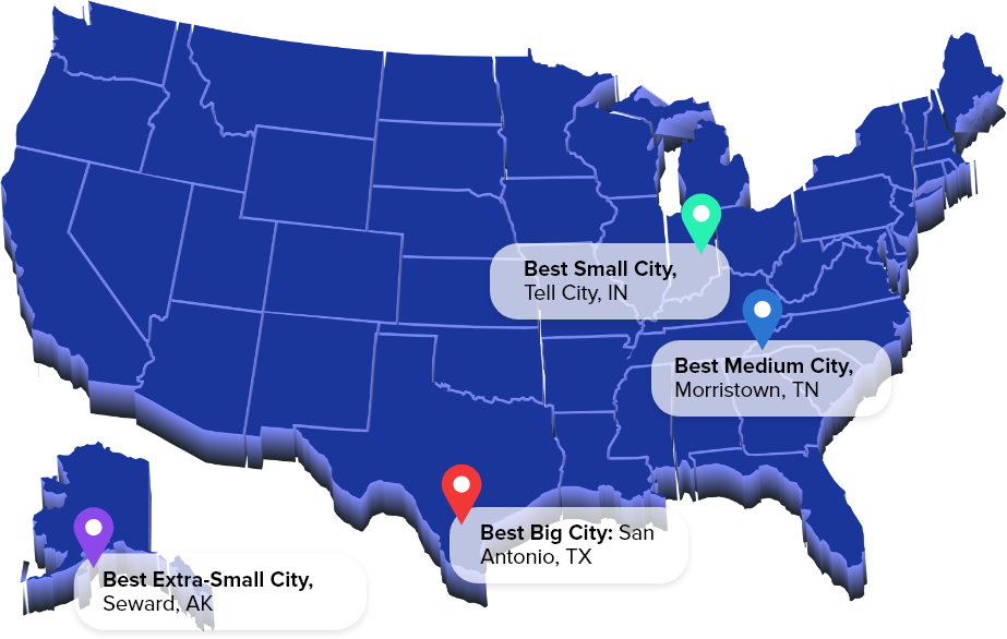 Best cities category in U.S. map
